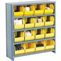 Global Equipment Steel Closed Shelving - 36 Yellow Plastic Stacking Bins 10 Shelves 36x12x73 603268YL